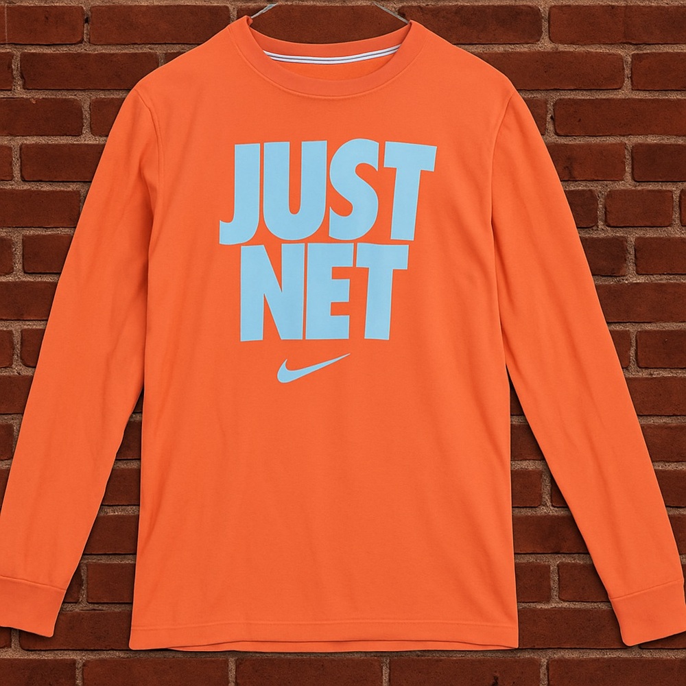 Nike Regular Fit Long Sleeve ‘Just Net’ Orange T-Shirt Size Large